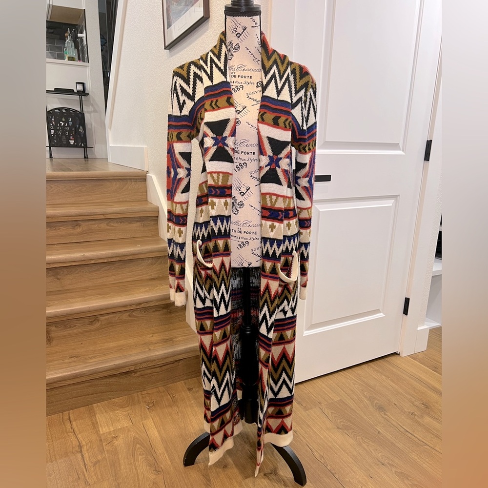 Forever 21 Aztec or southwestern long duster sweater